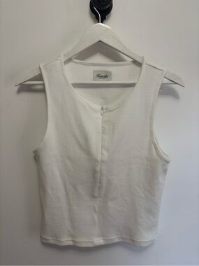 White Sleeveless Crop Tank